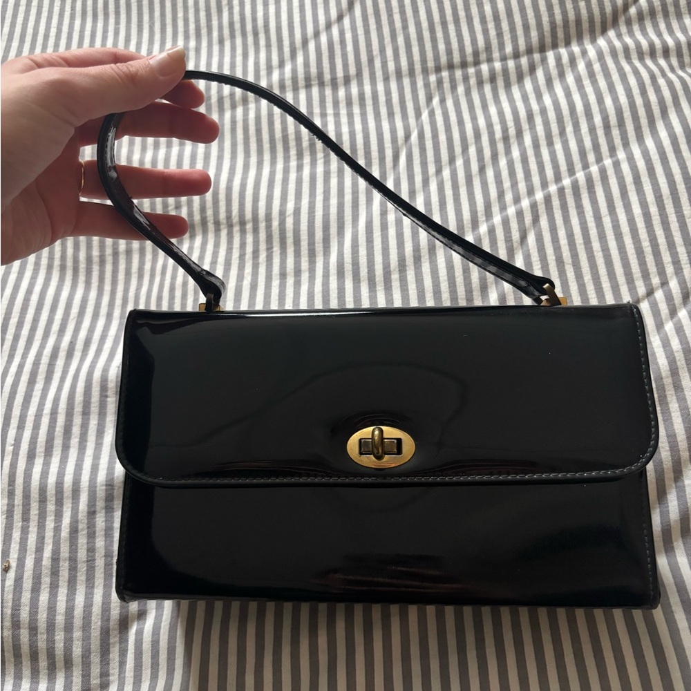 Vintage Patent Black Handbag